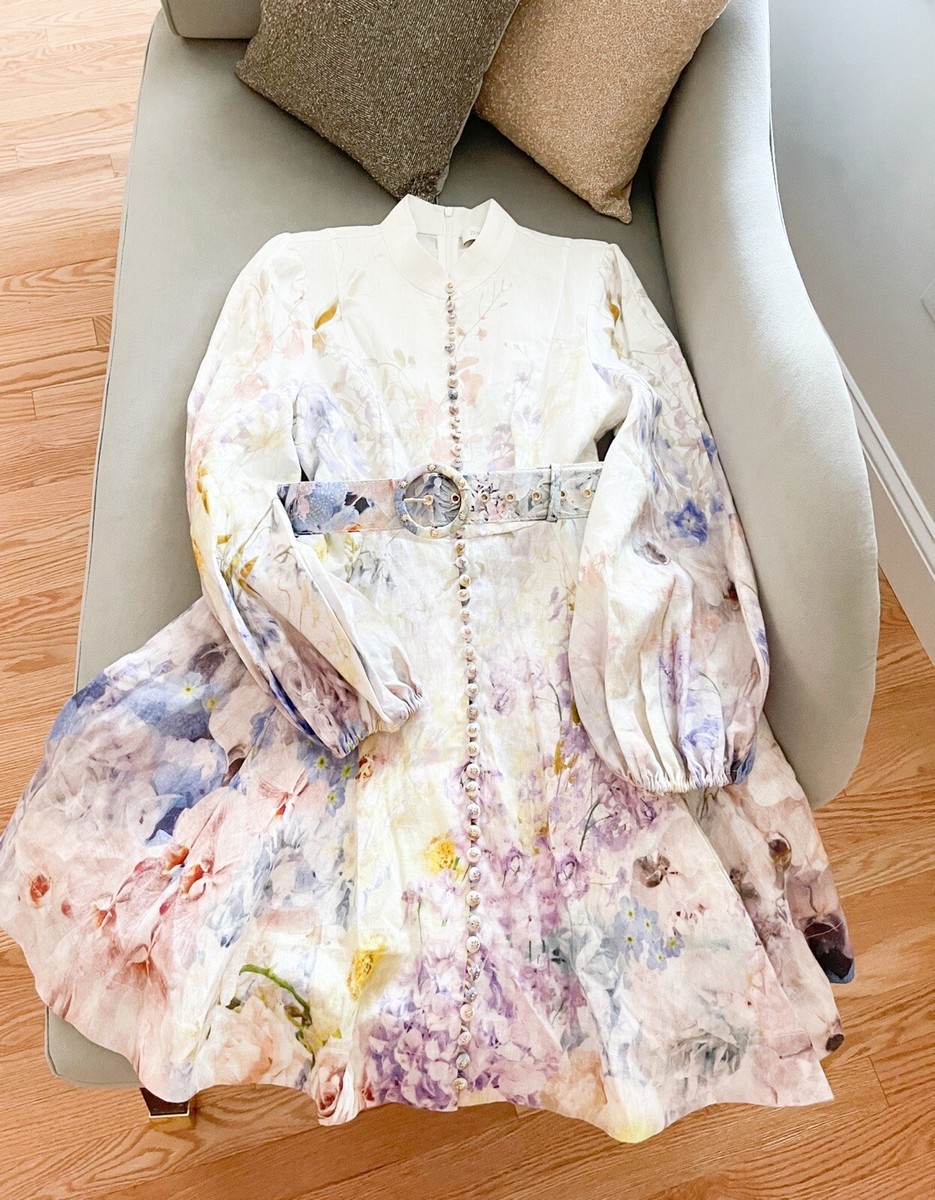Zimmermann Rhythmic Belted Button-Front Minidress | eBay