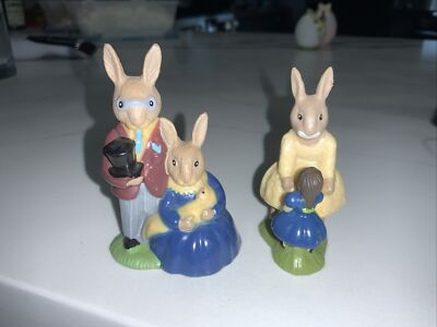Vintage 1974 Wilton Rabbit Cake Toppers Easter Bunny Family Figurines Hong Kong