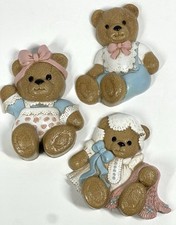Burwood Vintage Teddy Bear Wall Decor Set of 3 Nursery Wall Plaques Pink Blue