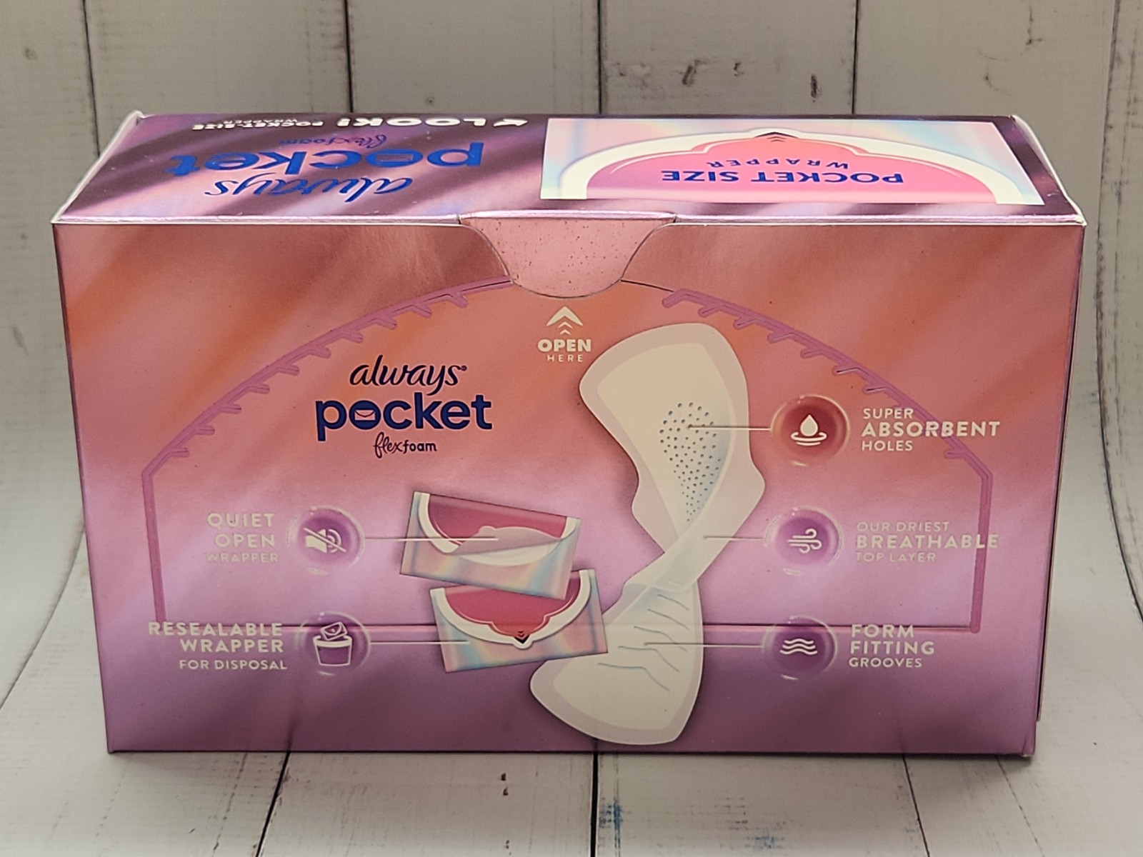 Always Pocket Feminine Pads with FlexFoam, Size 1 Regular, Unscented, 22 Pads