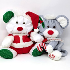 Vtg FP Puffalumps CHRISTMAS MOUSE Plush Lot: SANTA 8127 GRAY CANDY CANE 8016