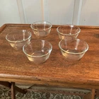5 Vintage 463 Pyrex 6 Ounce Custard Cups Ramekin Clear Glass Scalloped Edge USA