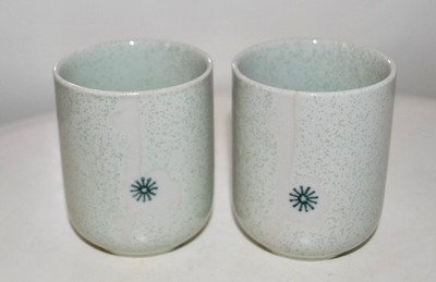 Japanische Yunomi Ware Teetasse X2 - 'Tiger' Vintage Keramik - 'Morning Star' hübsch GC