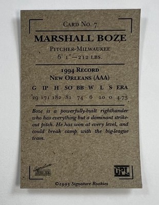 1995 Signature Rookies T-95 Old Judge Marshall Boze Auto 5028/5750