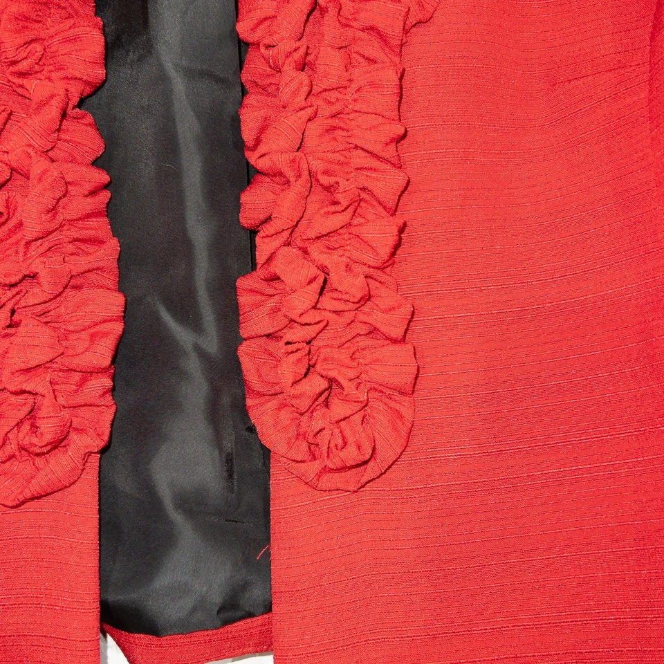 Ivy Chic New York Red Ruffle Front Blazer Size Large Petite - Image 2 of 4