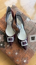 Michael Kors Patent Leather Pointed Toe Stiletto Pumps Rhinestone Buckle
