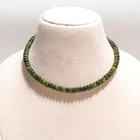 925 Sterling Silver Moldavite Gemstone Quartz 8-9MM Smooth Gemstone Necklace 18"