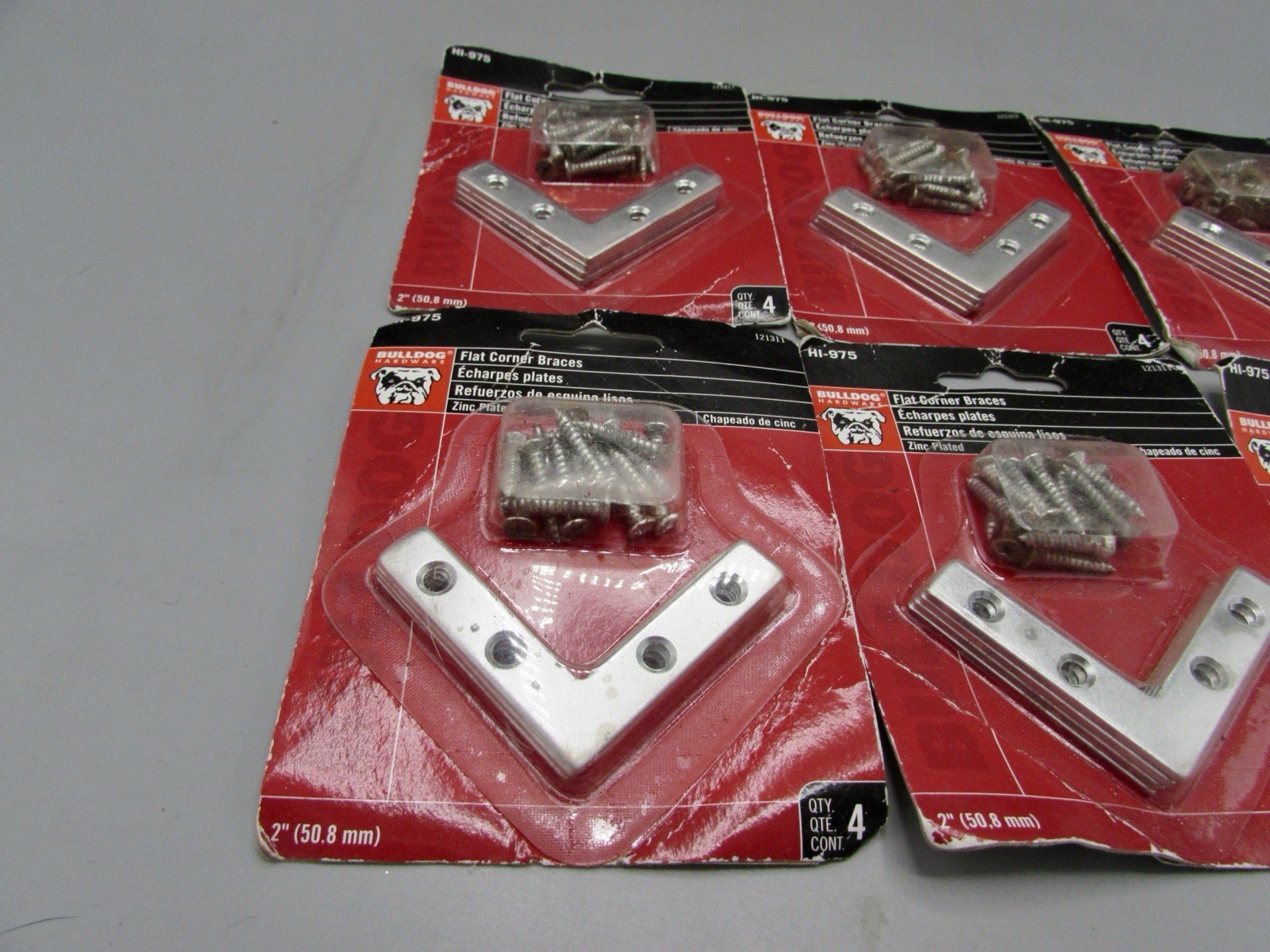 Lot of 6 Bulldog Flat Corner Brace, Hardware 2 in. Zinc Plated Steel HI-975 NIP