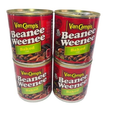 4 CANS Van Camp's Baked Beanee Weenee 7.75 oz can Beans Franks Hot Dogs