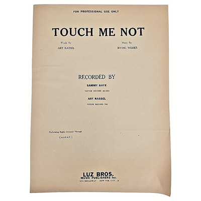 Touch Me Not Sheet Music Piano Lyrics Vocal Sammy Kaye 1946 Kassel Weiser Vtg