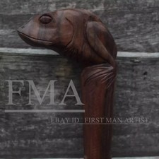 Hand Carved Wooden Walking Stick Christmas Gift Frog Head Handle Walking Cane