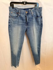 J Crew Womens Demi Boot Crop Jean Size 30 Light Wash Raw Hem