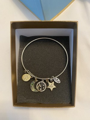 Shine Celestial Charm Bangle Bracelet Star Moon Sun Silver Gold Stackable Wire