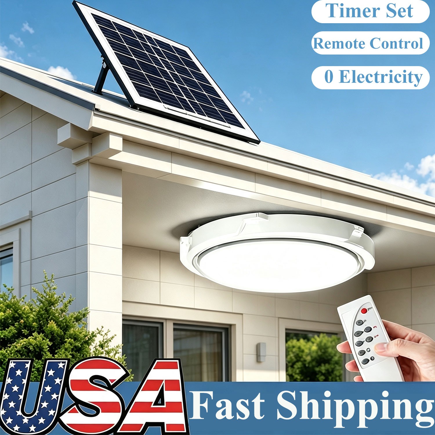 28CM Solar Pendant Light Dimmable Out/Indoor Garden Yard Garage Waterproof Lamp