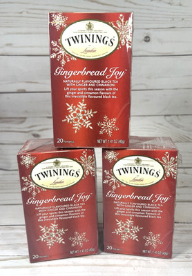 Twining's GINGERBREAD JOY Black Tea 20 Bags Ginger & Cinnamon 3Pack BB:9/13/2026