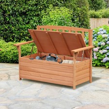 Image of 2 Seater Outdoor Bench, Fir Wood Garden Storage Bench for Patio Deck Refurbished