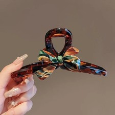 Hair Claw Clip Enamel Bow Shark Shape Back Head Grip Women Hair Accessory