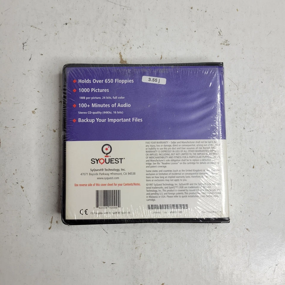 SyQuest SparQ 1.0 Removable Cartridge Drive 1.0GB External Starter Sealed - Image 2 of 4