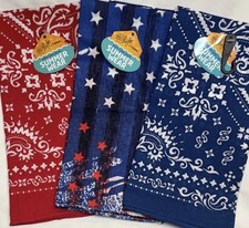 3 Pack Cotton Red White Bandana 21x21 Multifunctional Classic Bandanas New
