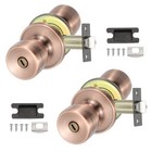 <!--F#f_0-->2 Pack Privacy Keyless Door Knobs Interior, Red Bronze<!--F/-->