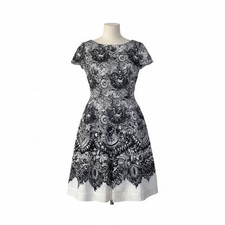 PRADA Silk Blend Bicolor Patterned Flare Line Long Dress Size IT44 from Japan