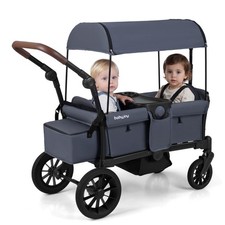 Foldable Wagon Stroller for 2 Kids, Double Seater Toddler Stroller w/ Canopy