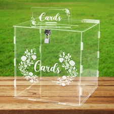 Acrylic Clear Wedding Card Box With Lock Gift Money Holder Anniversary Decor
