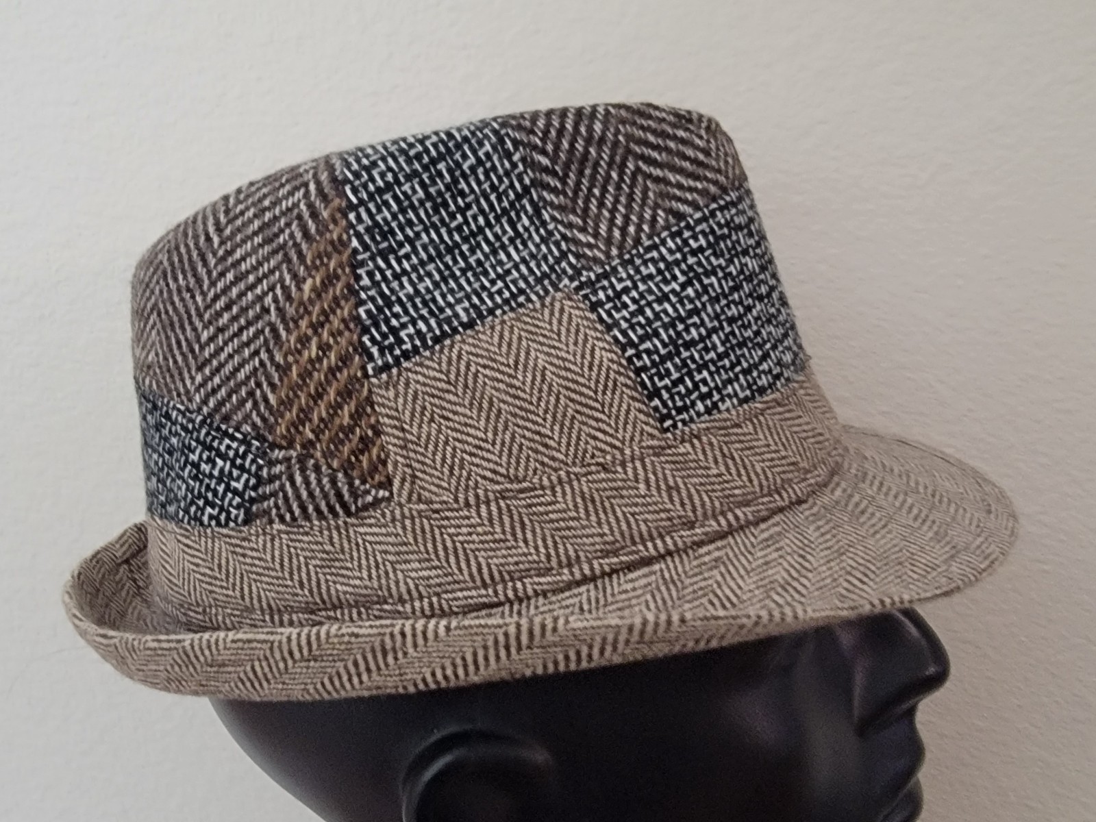 Tweed Patchwork Multicolor Fedora Hat - image 2