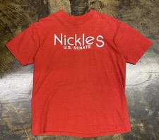 Size Large - 80’s Nickles U.S. Senate Red Single Stitch Tee Made In USA