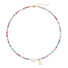 26 Letters A to Z Initial Necklace for Women Colorful Beaded Handmade Choke - 09