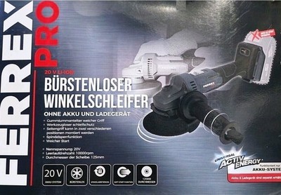 FERREX PRO 20 V Li Ion Akku Winkelschleifer 125 mm Ø ohne Akku und Ladegerät