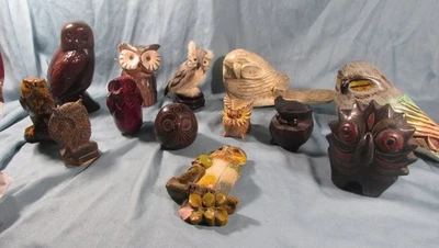 Joli Lot: 12 chouettes/hiboux en différentes matières, bois, résine,faïence..etc - Photo 1/4
