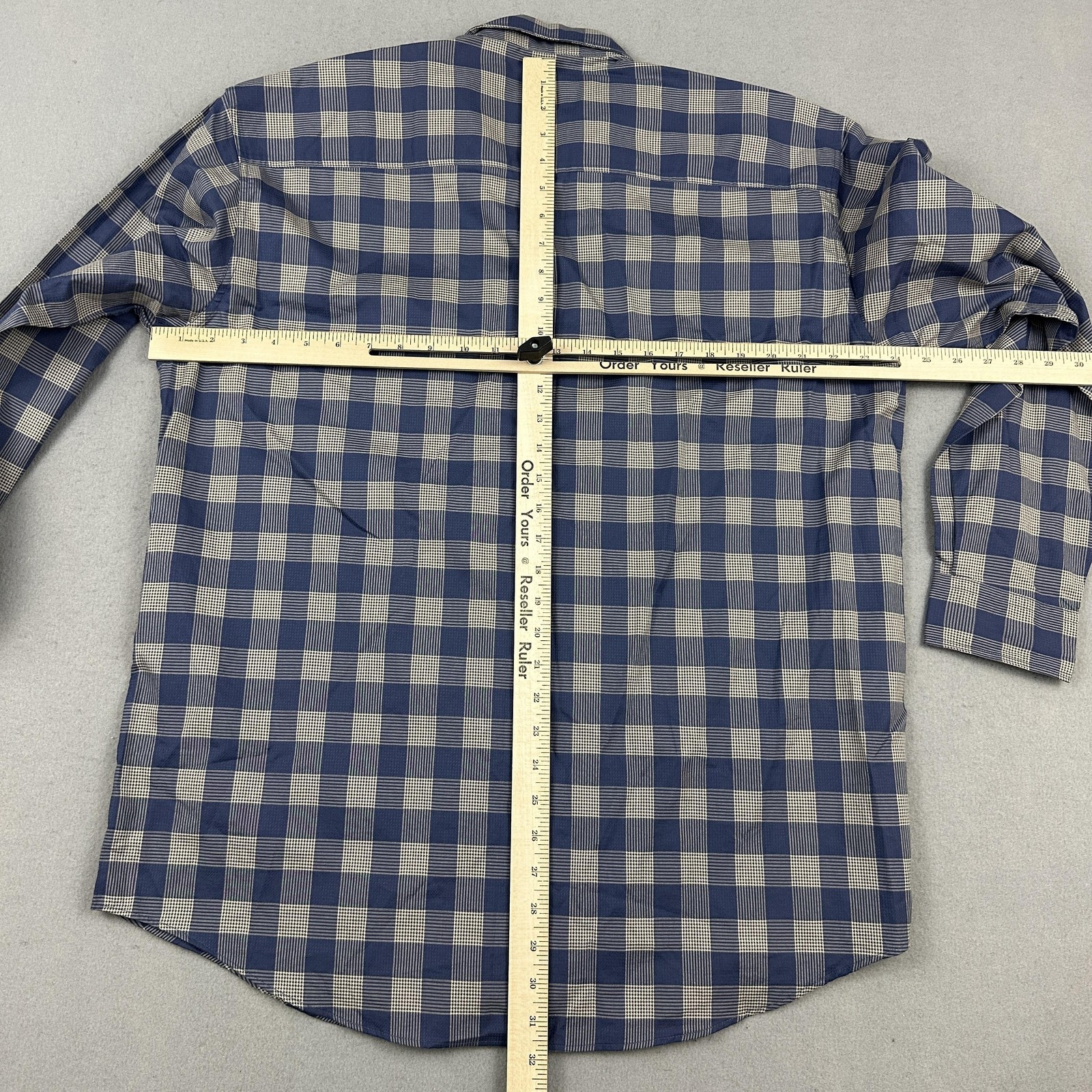 Vintage HUGO BOSS Shirt Men Large Blue Plaid Cotton Button Up Embroidered L thumbnail 4