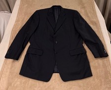 Hickey Freeman Loro Piana Wool Tasmanian Mens blazer size 44R solid black EUC