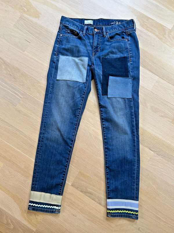 GAP women's upcycled patched  jeans, sexy boyfriend, size 24