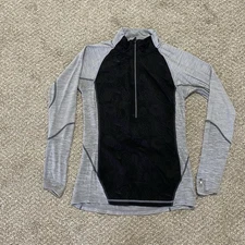 SMARTWOOL 1/2 Zip Grey Black LS Shirt Womens Medium EUC