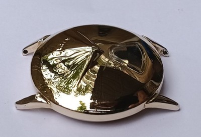 SPLENDID 1950's NOS-QUALITY LORD ELGIN 'CHEVRON' DIRECT/JUMP 14K YGF WATCHCASE.