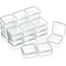 Small Clear Plastic Beads Storage Containers with Hinged Lids for Crafts Jewelry