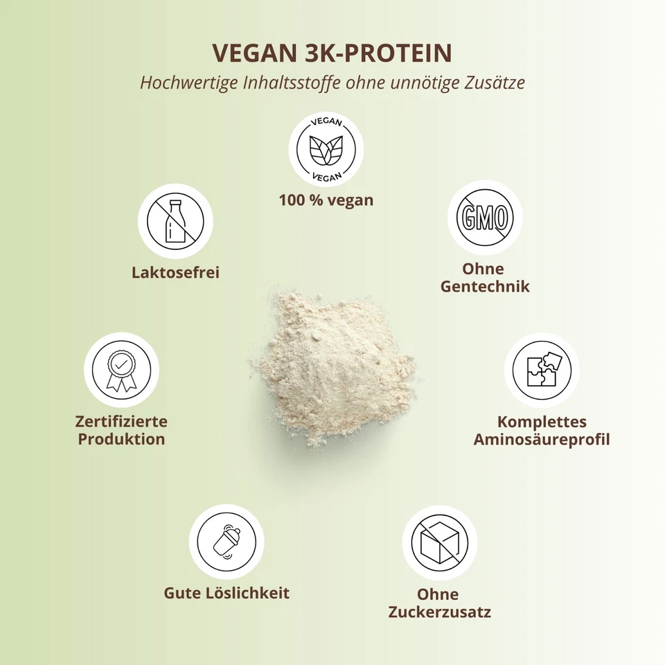 Protein Pulver Vegan - veganes Proteinpulver 1000g Eiweiß Shake laktosefrei 1kg - Bild 3 von 4