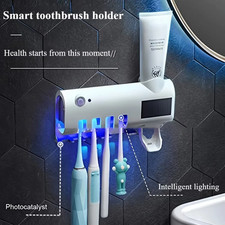 Wall Mounted Toothpaste Dispenser with 4 Toothbrush Slots No-Drill
