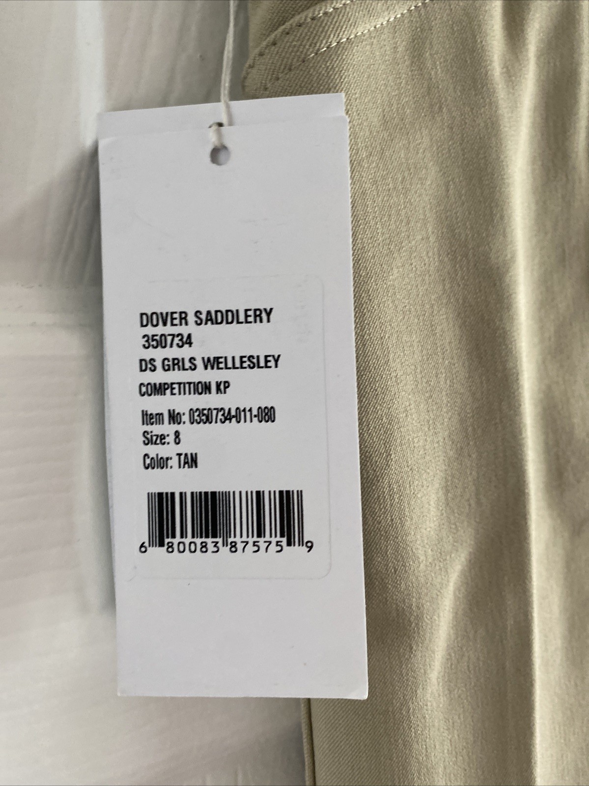 Dover Saddlery Girls 8 Tan DS Girls Wellesley Competition KP Breeches Equestrian