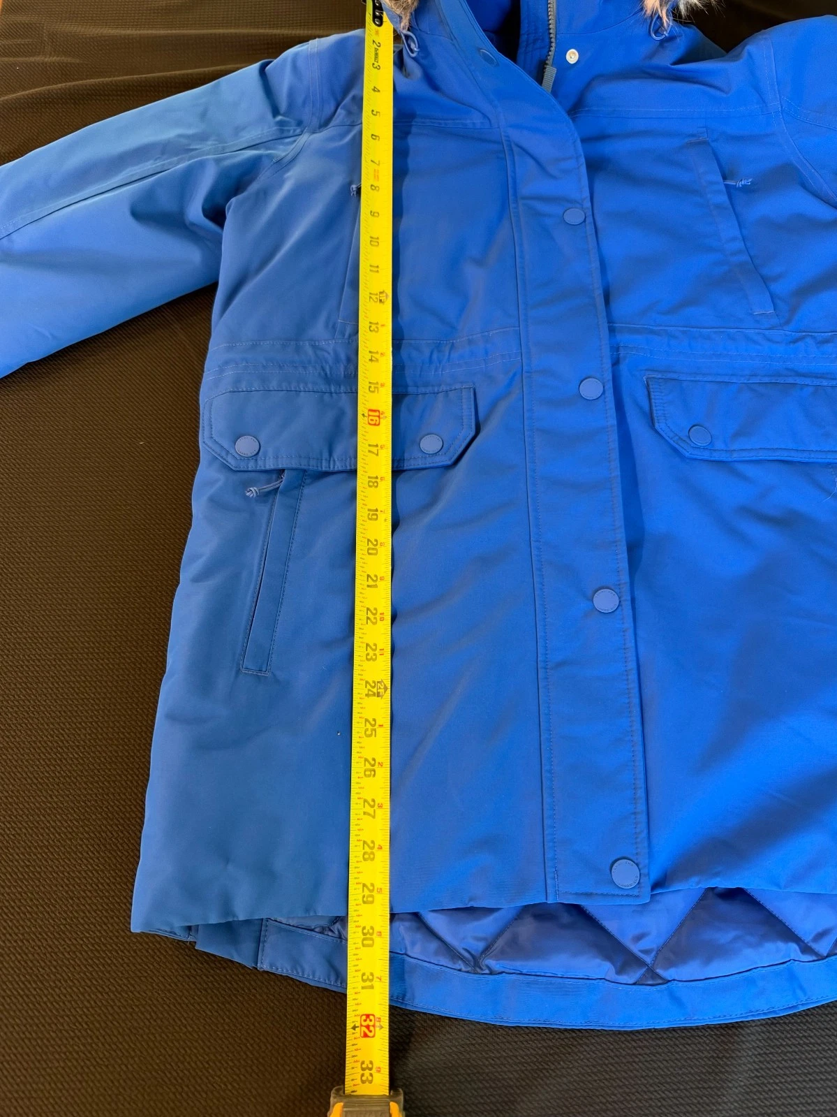 Lands’ End Women’s Expedition Down Waterproof Winter Parka M Blue Faux Fur Hood image 2