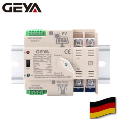 GEYA Solarwechselrichter Automatischer Umschalter 2P 63A 230AC Solar zum Netz 50-60Hz