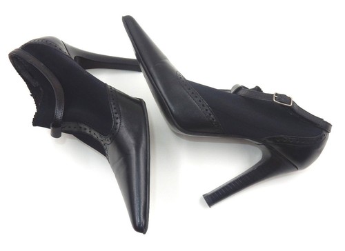MASSIMO BALDI BLACK HIGH HEEL LEATHER LYCRA FABRIC DRESS SHOES ~ SIZE: 7 - Picture 6 of 11