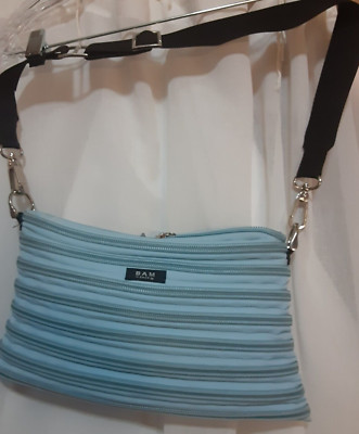 BAM Bag Blue Zipper Purse Bam Bags & The Original Zip Purse c2005 Black Strap