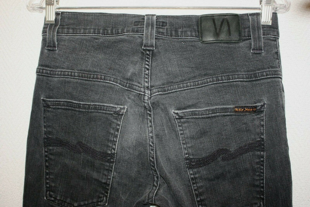 Nudie Thin Finn Mens 29x31 Organic Black Ring Denim Slim Leg Jeans 