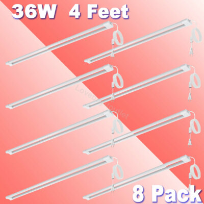 8 Pack 36W Double Tube Light Surface Mounted Ceiling for Garage Wall Plug-in