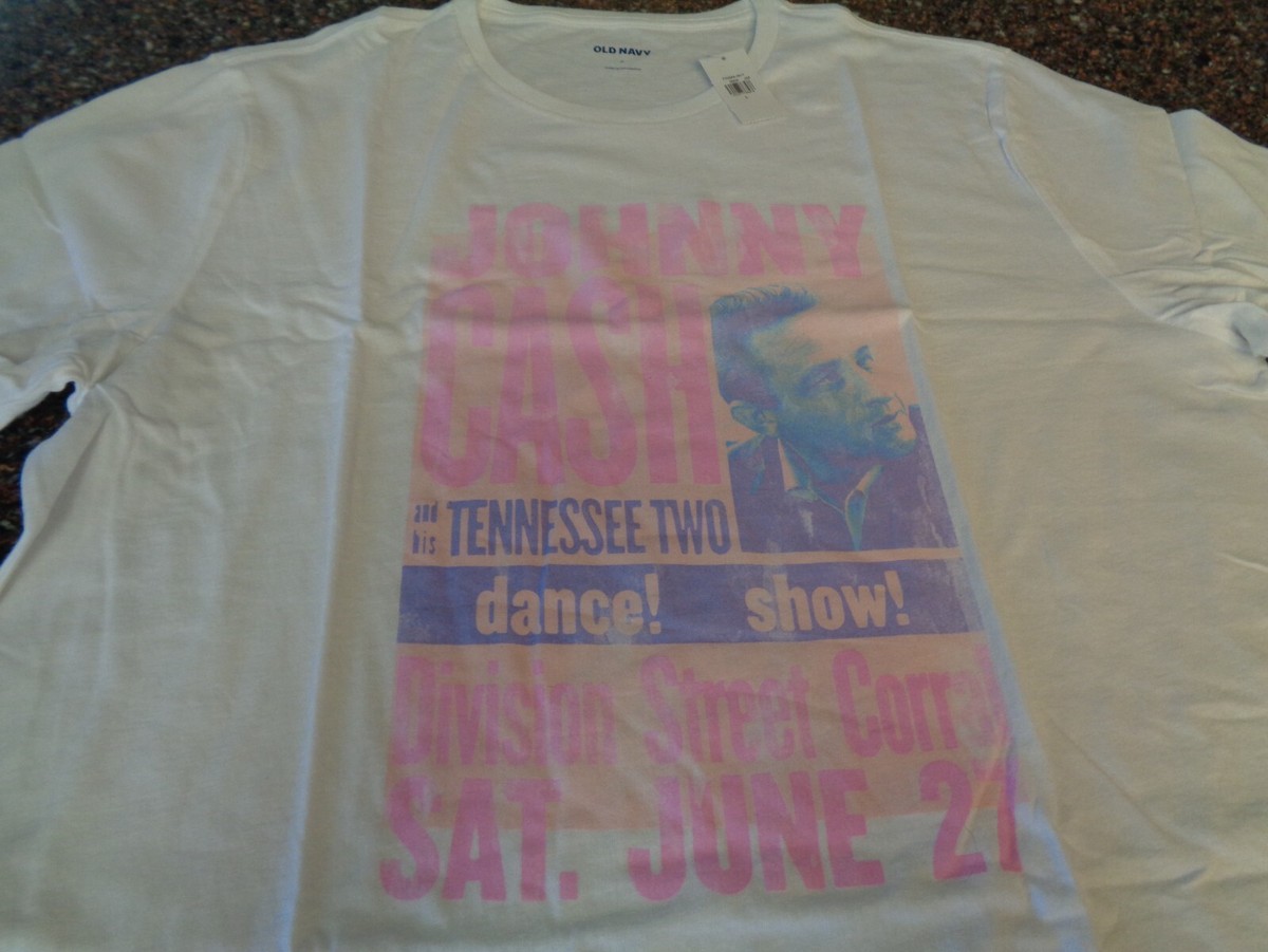 Johnny Cash Adult Large SS T-Shirt Concert Poster White Tennessee
