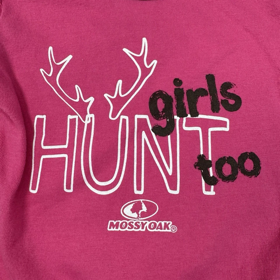 Mossy Oak Pink One Piece Bodysuit Baby Girls Hunting “Girls Hunt Too” 3/6M - Image 3 of 4