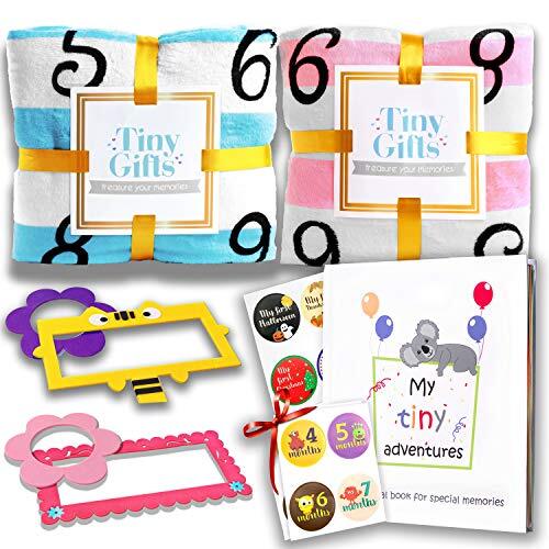 Blue Baby Monthly Milestone Blanket + Pink Baby Monthly Milestone